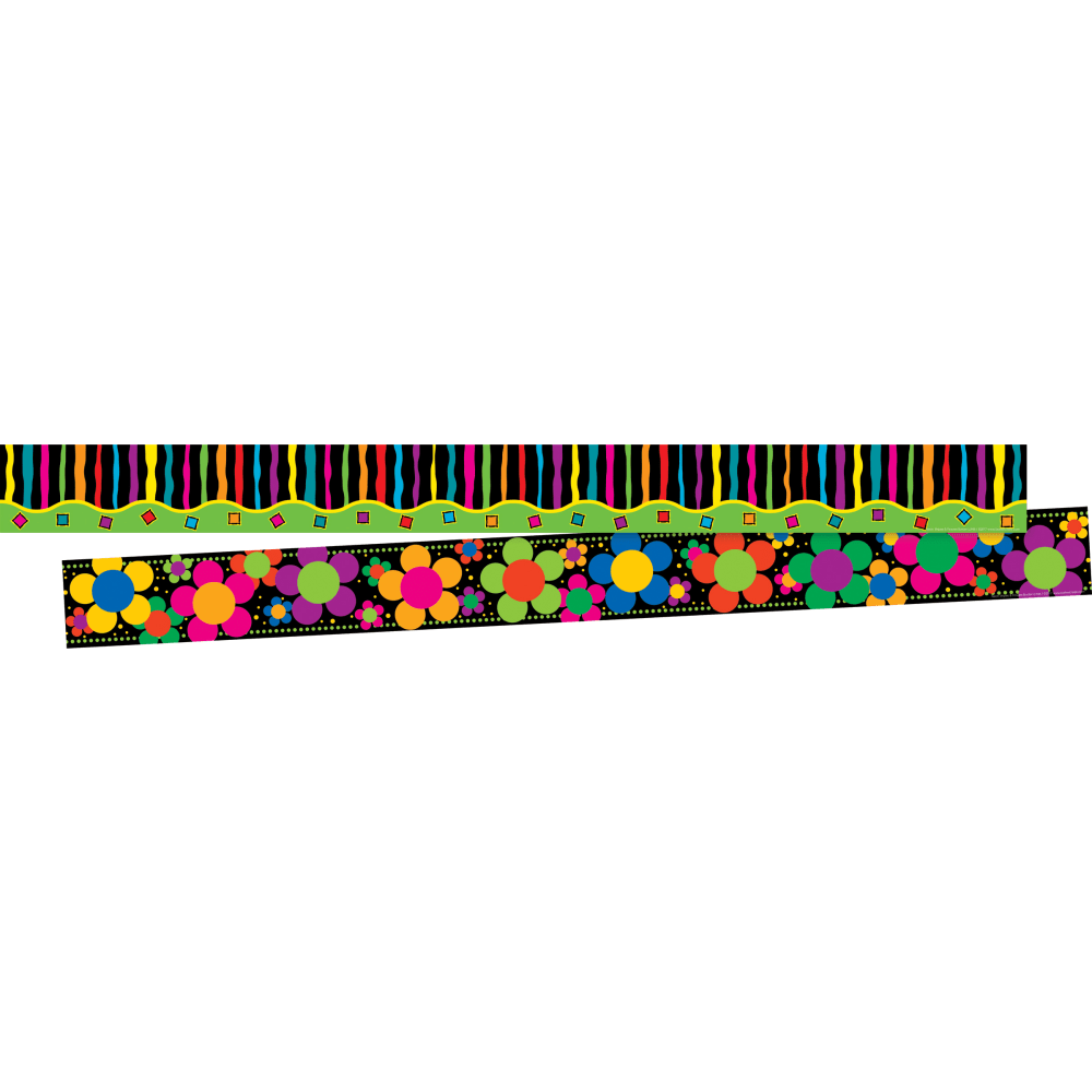 Barker Creek Double-Sided Borders, 3in x 35in, Neon, 12 Strips Per Pack, Set Of 2 Packs