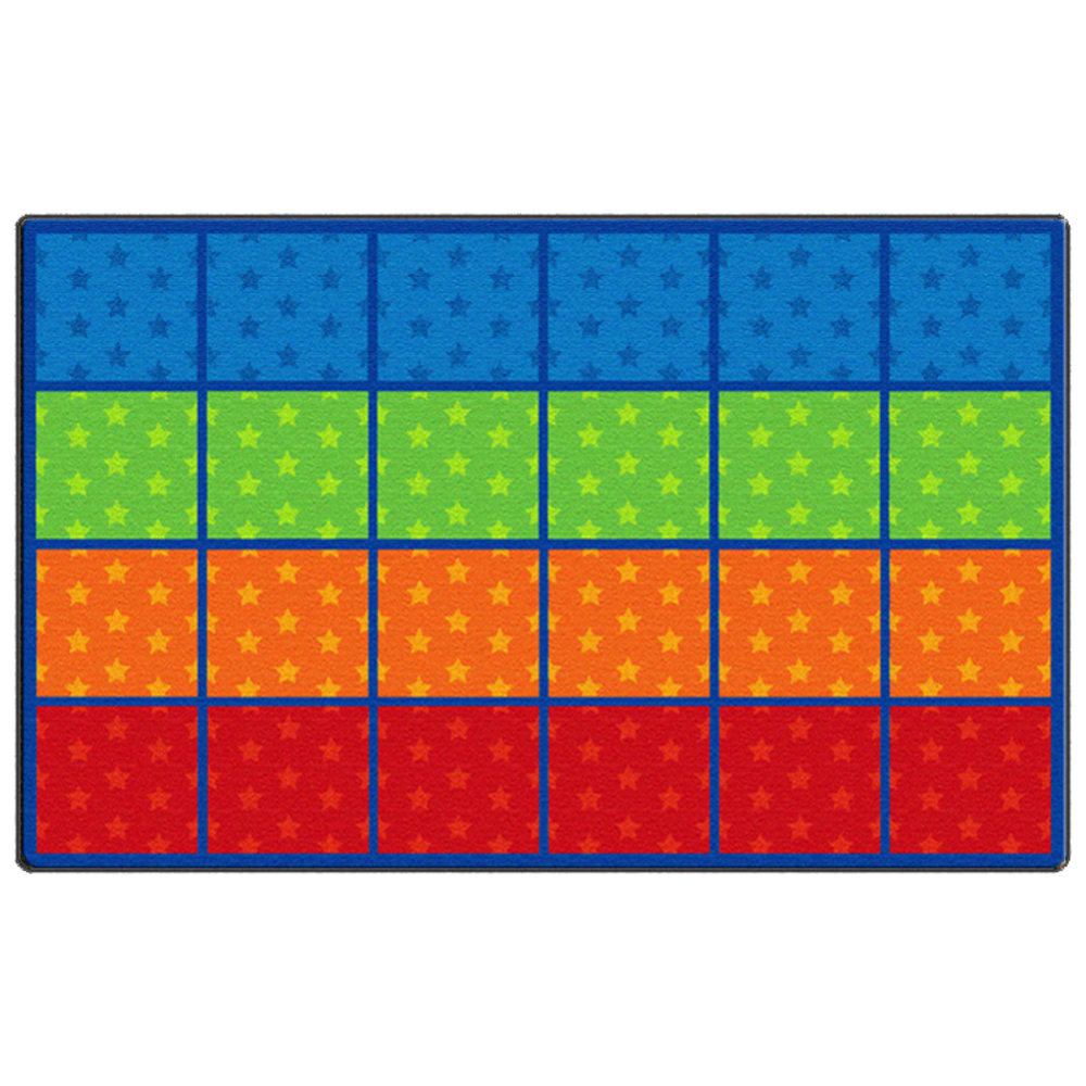 Flagship Carpets Cushy Tushy Stars Seating Rows Carpet, Rectangle, 7ft 6in x 12ft, Multicolor