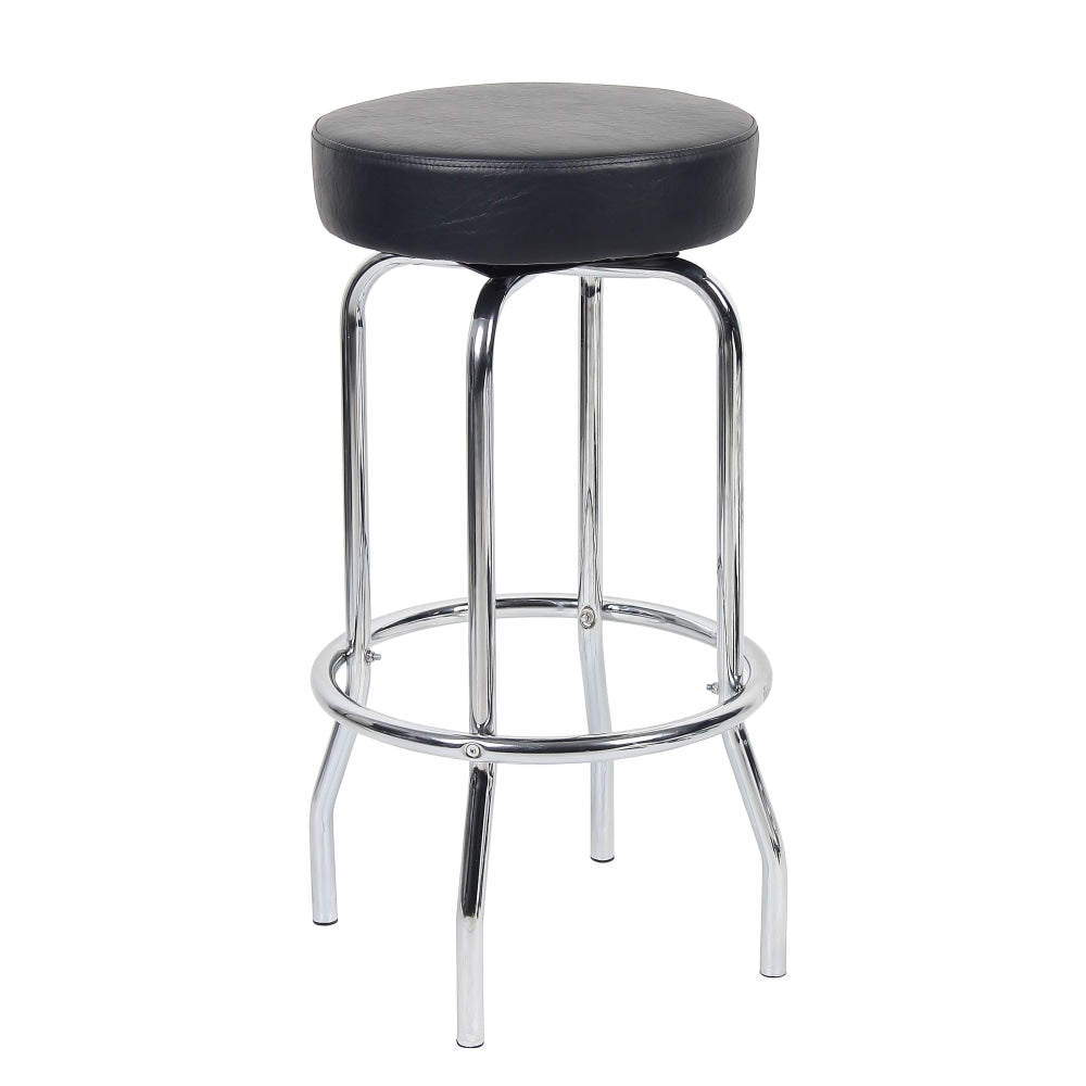 Boss Office Products Stool With Foot Ring, Black/Chrome