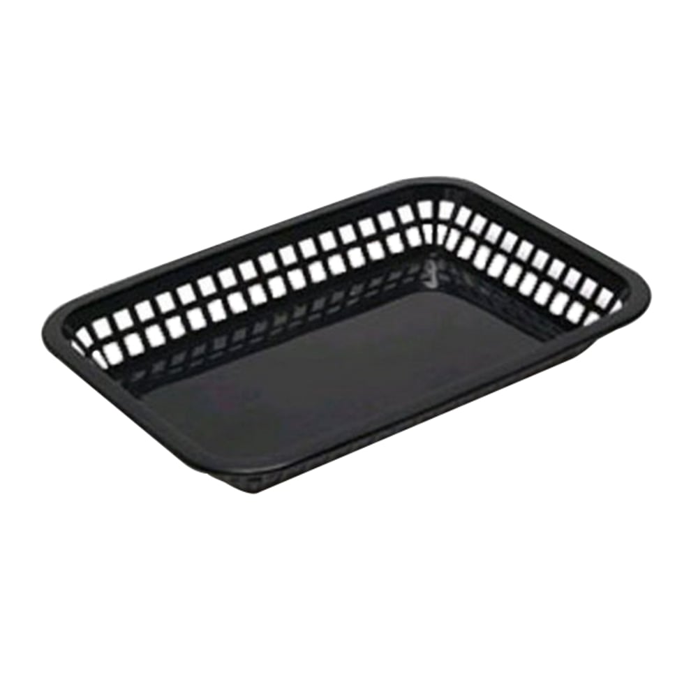 Tablecraft Rectangular Plastic Fast Food Serving Baskets, 1-1/2inH x 8-1/2inW x 11-3/4inD, Black, Pack Of 12 Baskets