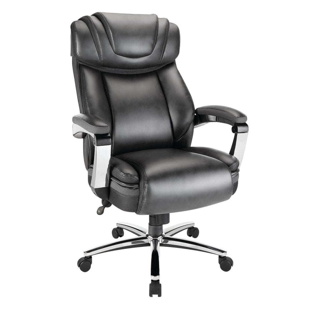 Realspace Axton Big & Tall Bonded Leather High-Back Chair, Dark Gray/Chrome, BIFMA Compliant