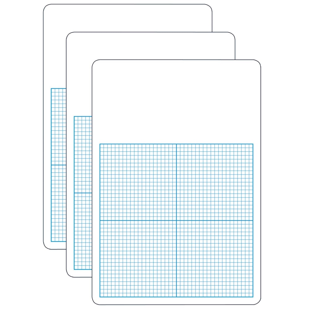 Flipside 1/4in Graph Dry-Erase Boards, 11in x 16in, White/Blue, Pack Of 3 Boards