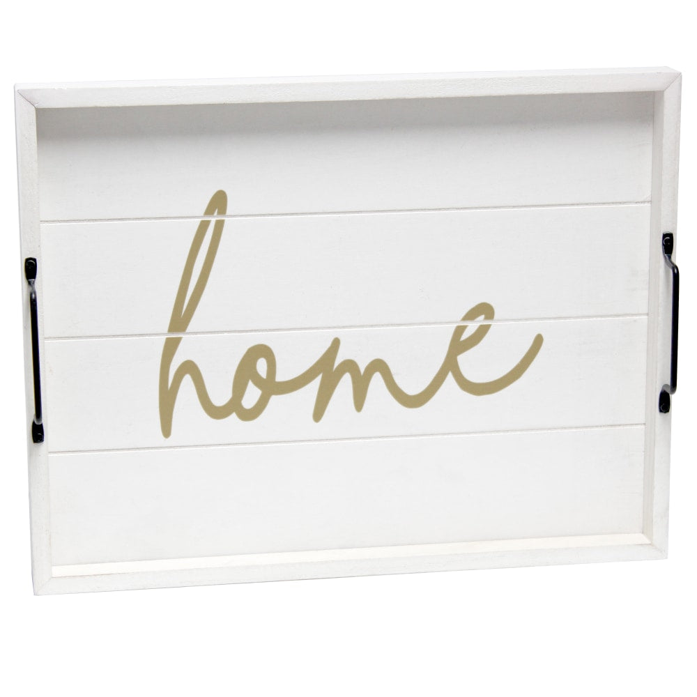 Elegant Designs Decorative Serving Tray, 2-1/4inH x 12inW x 15-1/2inD, White Wash Home