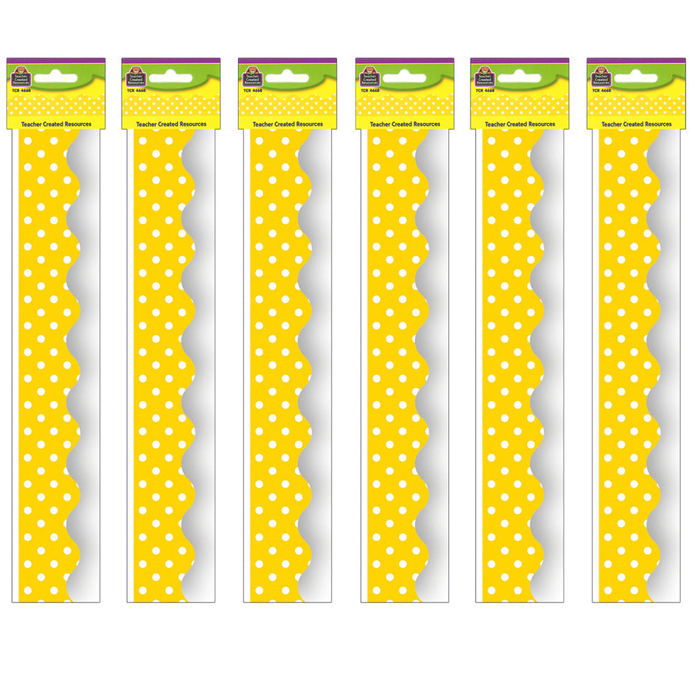 Teacher Created Resources Border Trim, Yellow Mini Polka Dots, 35ft Per Pack, Set Of 6 Packs