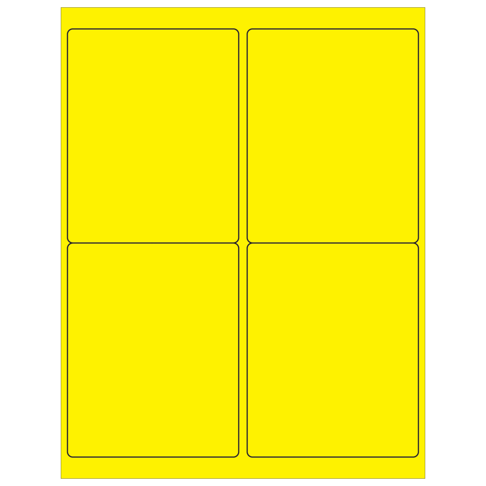 Tape Logic Permanent Labels, LL181YE, Rectangle, 4in x 5in, Fluorescent Yellow, Case Of 400