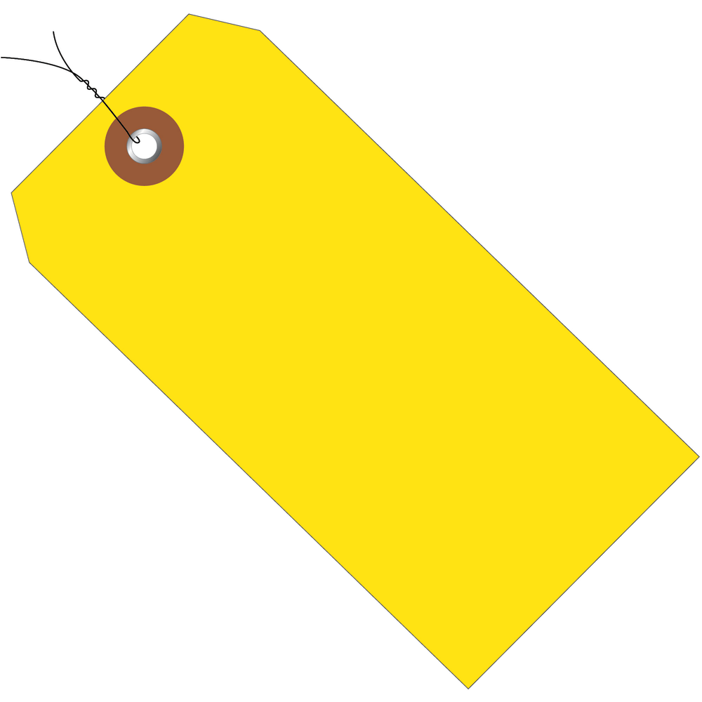 Partners Brand Prewired Plastic Shipping Tags, 6 1/4in x 3 1/8in, Yellow, Case Of 100