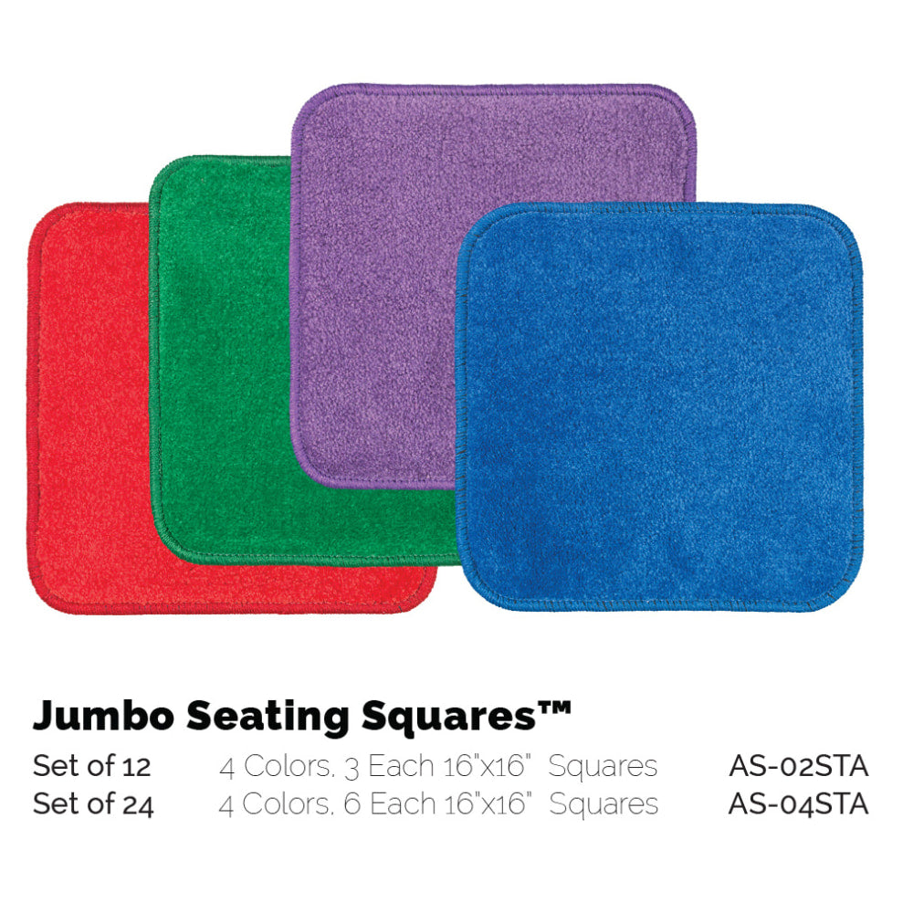 Flagship Carpets Jumbo Seating Squares, 16in x 16in, Multicolor, Set Of 12
