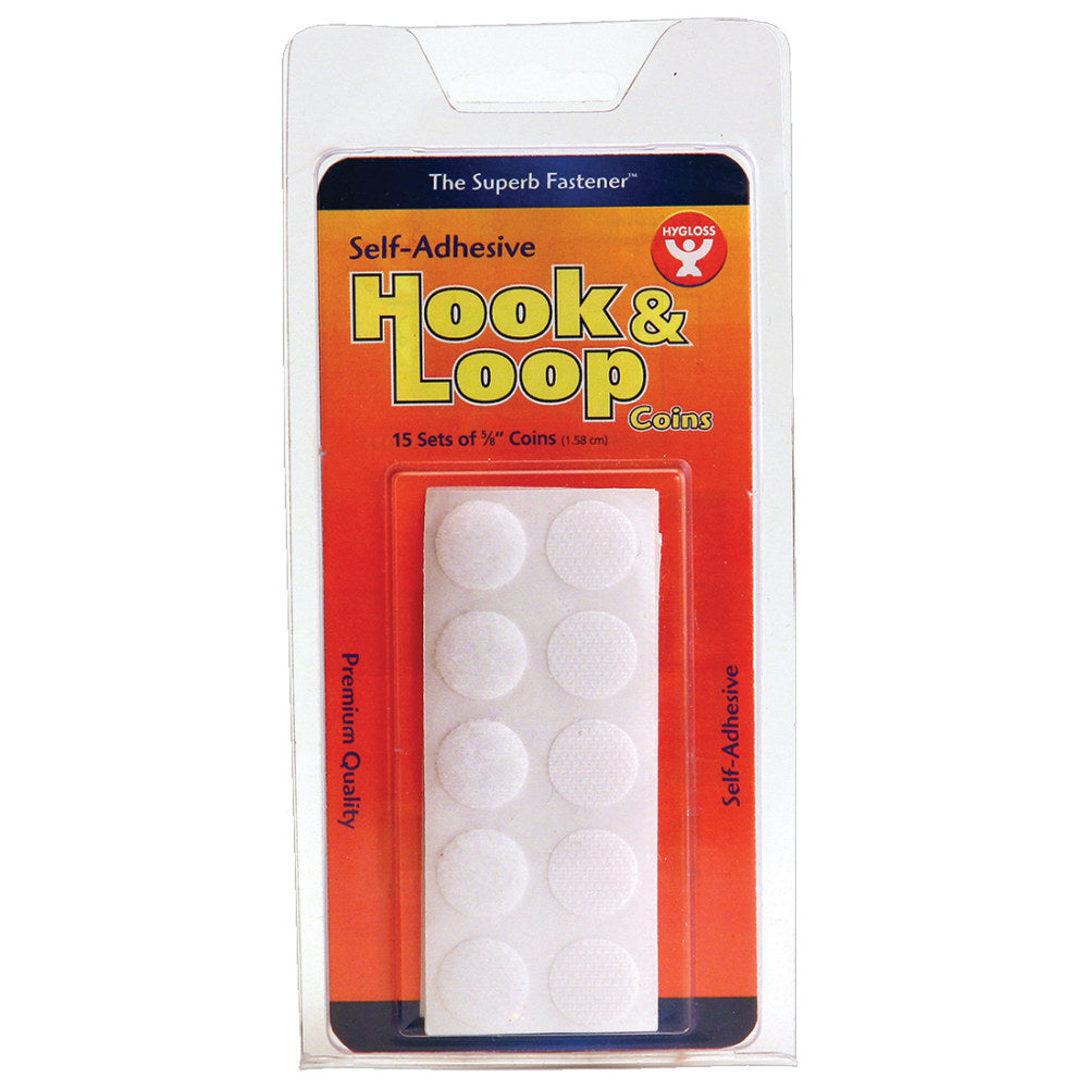 Hygloss Hook-And-Loop Coins, 0.6in Diameter, White, 90 Coins Per Pack, Set Of 6 Packs