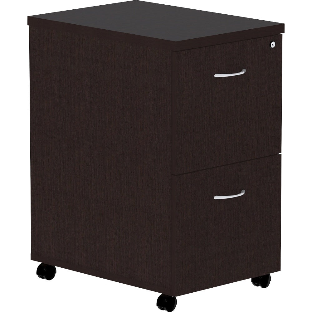 Lorell Essentials 22inD Vertical 2-Drawer Mobile Pedestal File Cabinet, Espresso
