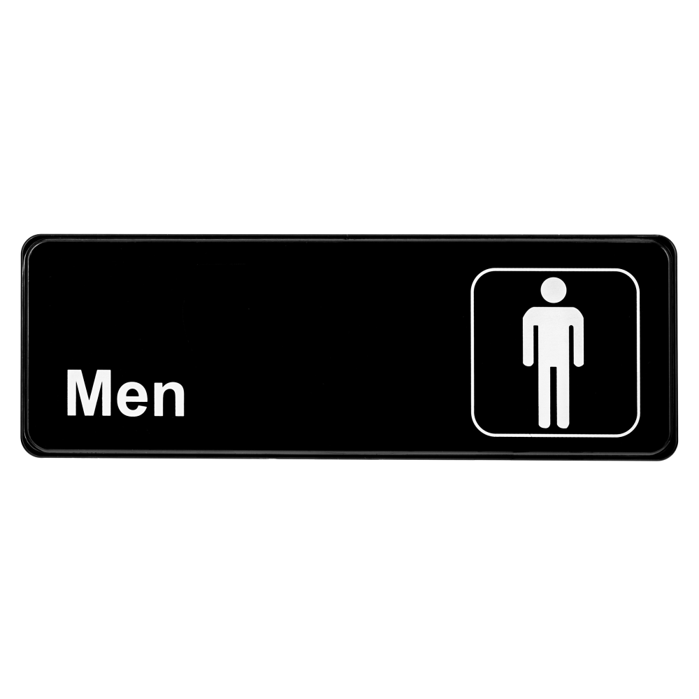 Alpine Mens Restroom Signs, 3in x 9in, Black/White, Pack Of 15 Signs