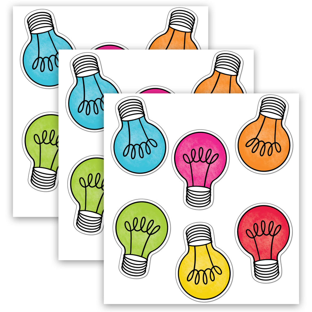 Carson Dellosa Education Cut-Outs, Schoolgirl Style Light Bulb Moments Colorful Light Bulbs, 36 Cut-Outs Per Pack, Set Of 3 Packs