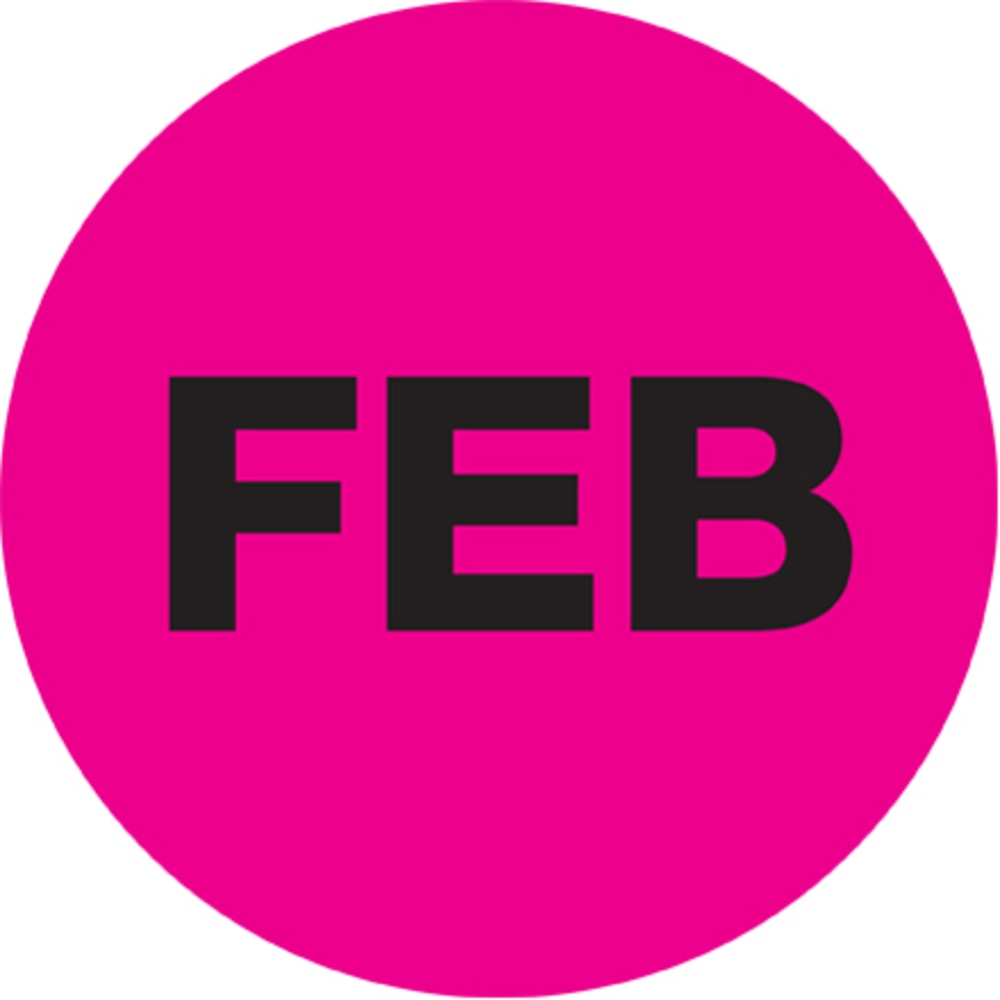 Tape Logic Pink - "FEB" Months of the Year Labels 1in, DL6724, Roll of 500