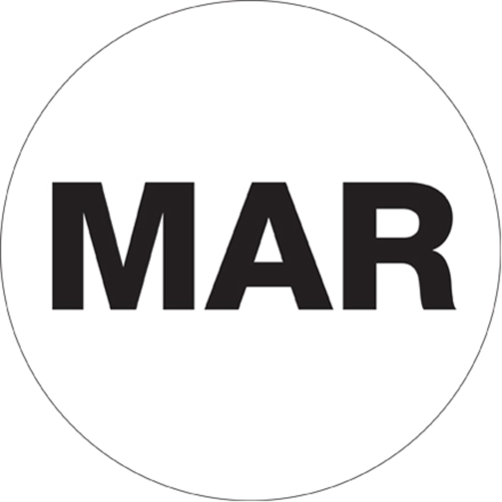Tape Logic White - "MAR" Months of the Year Labels 1in, DL6725, Roll of 500