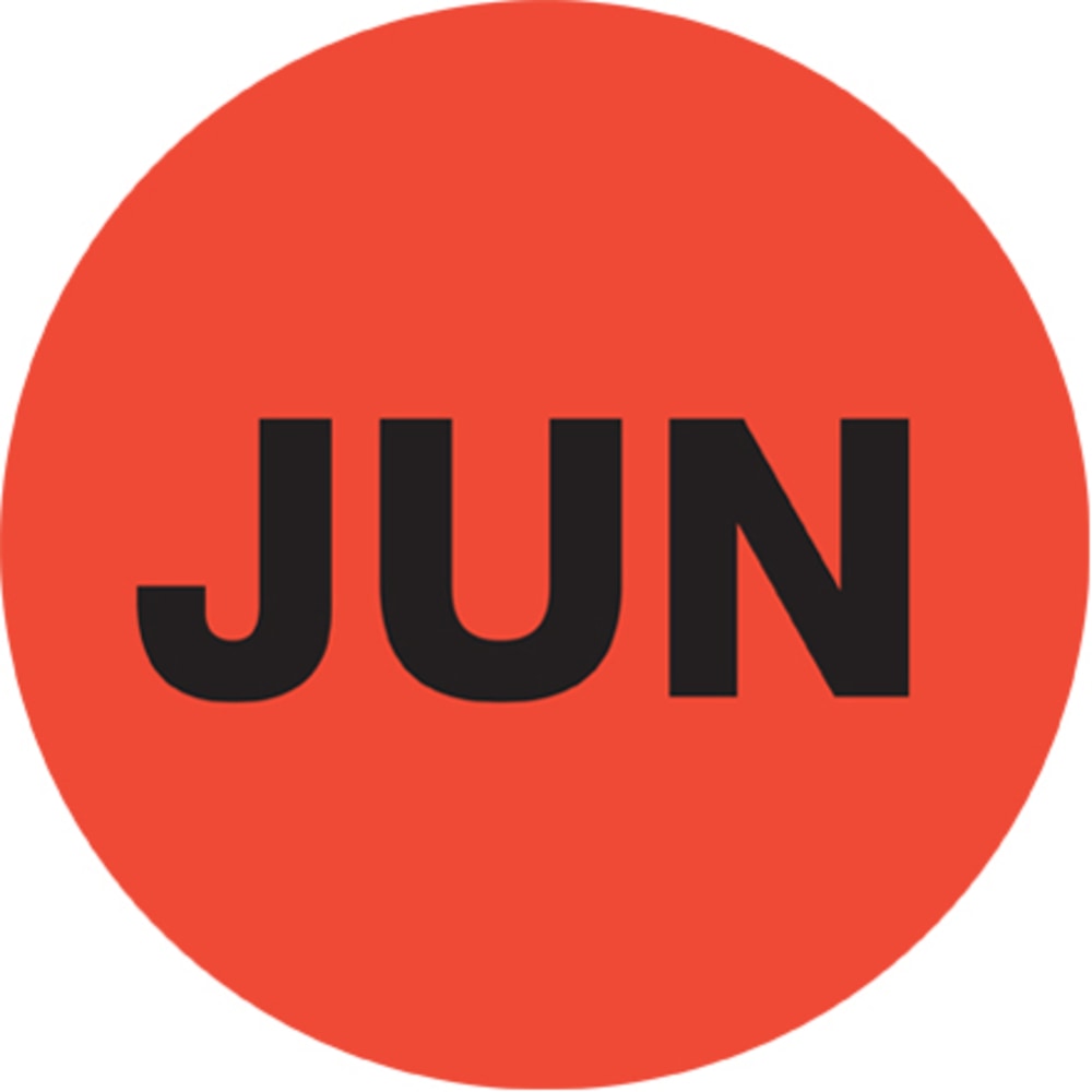 Tape Logic Red - "JUN" Months of the Year Labels 1in, DL6728, Roll of 500