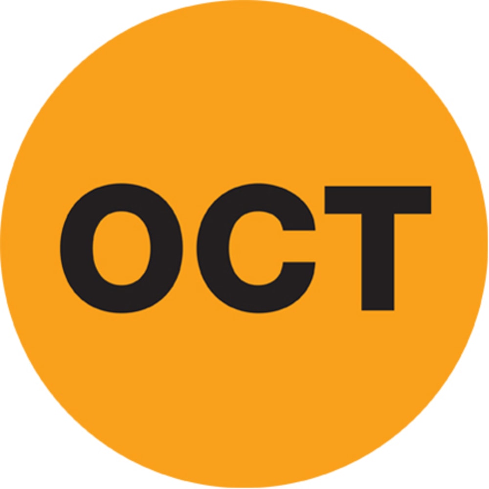 Tape Logic Orange - "OCT" Months of the Year Labels 1in, DL6732, Roll of 500