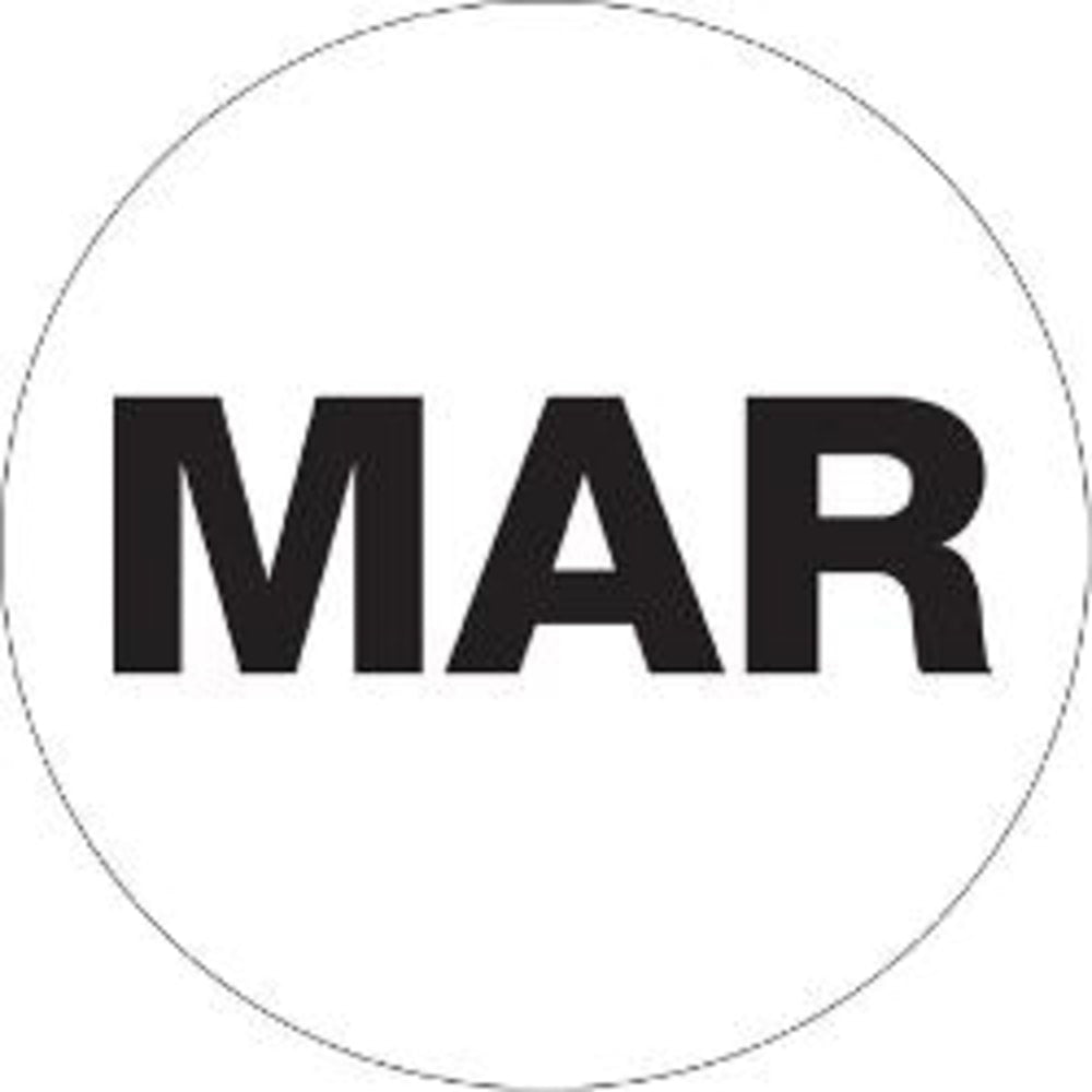 Tape Logic White - "MAR" Months of the Year Labels 2in, DL6737, Roll of 500