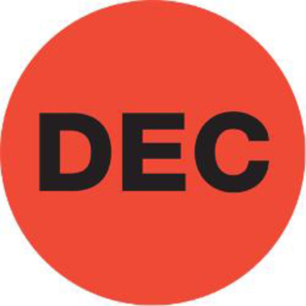 Tape Logic Red - "DEC" Months of the Year Labels 2in, DL6748, Roll of 500