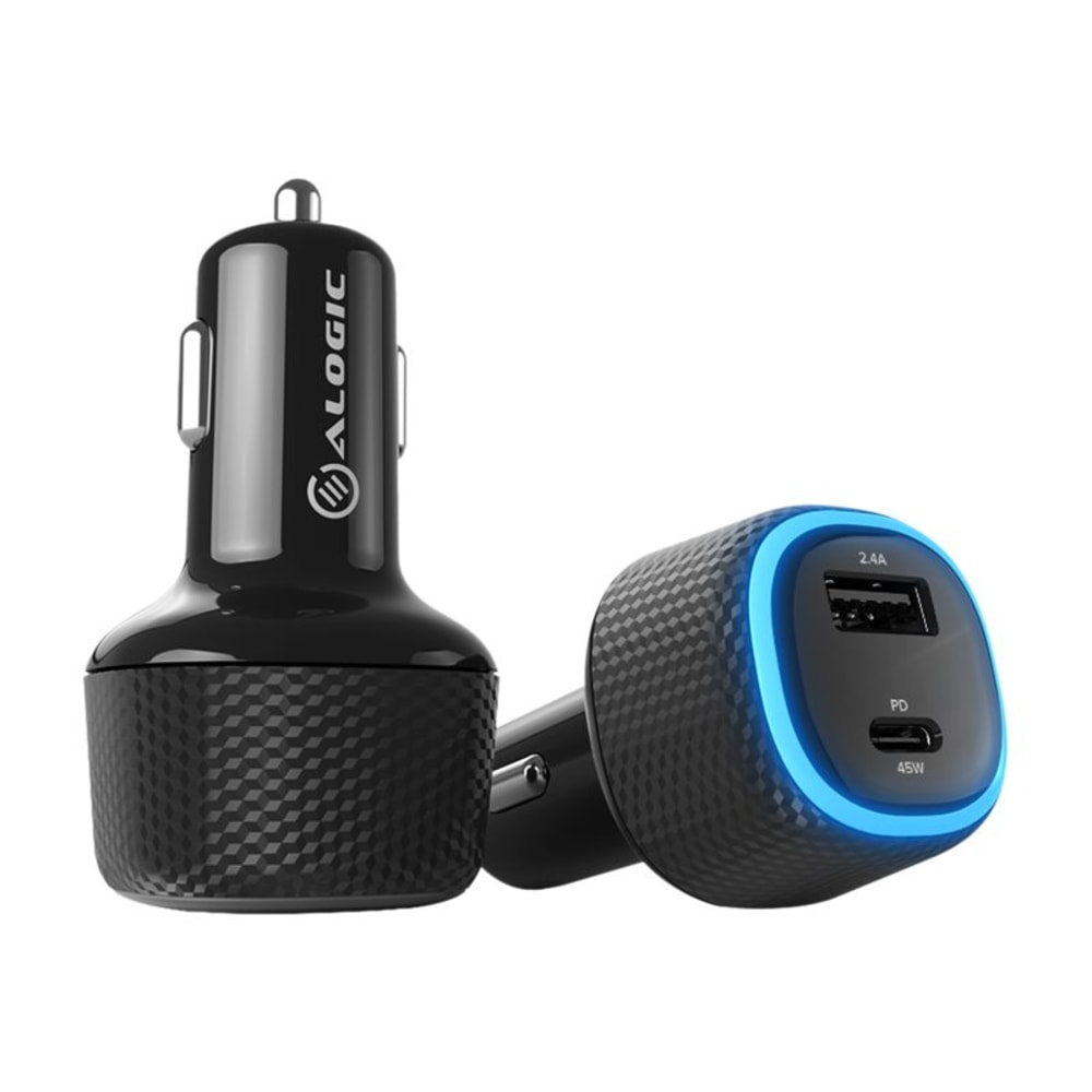 ALOGIC Rapid - Car power adapter - 57 Watt - Fast Charge - 2 output connectors (USB, 24 pin USB-C)
