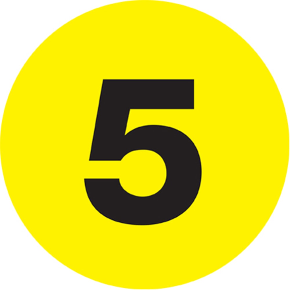 Tape Logic Yellow - "5in Number Labels 1in, DL6755, Roll of 500