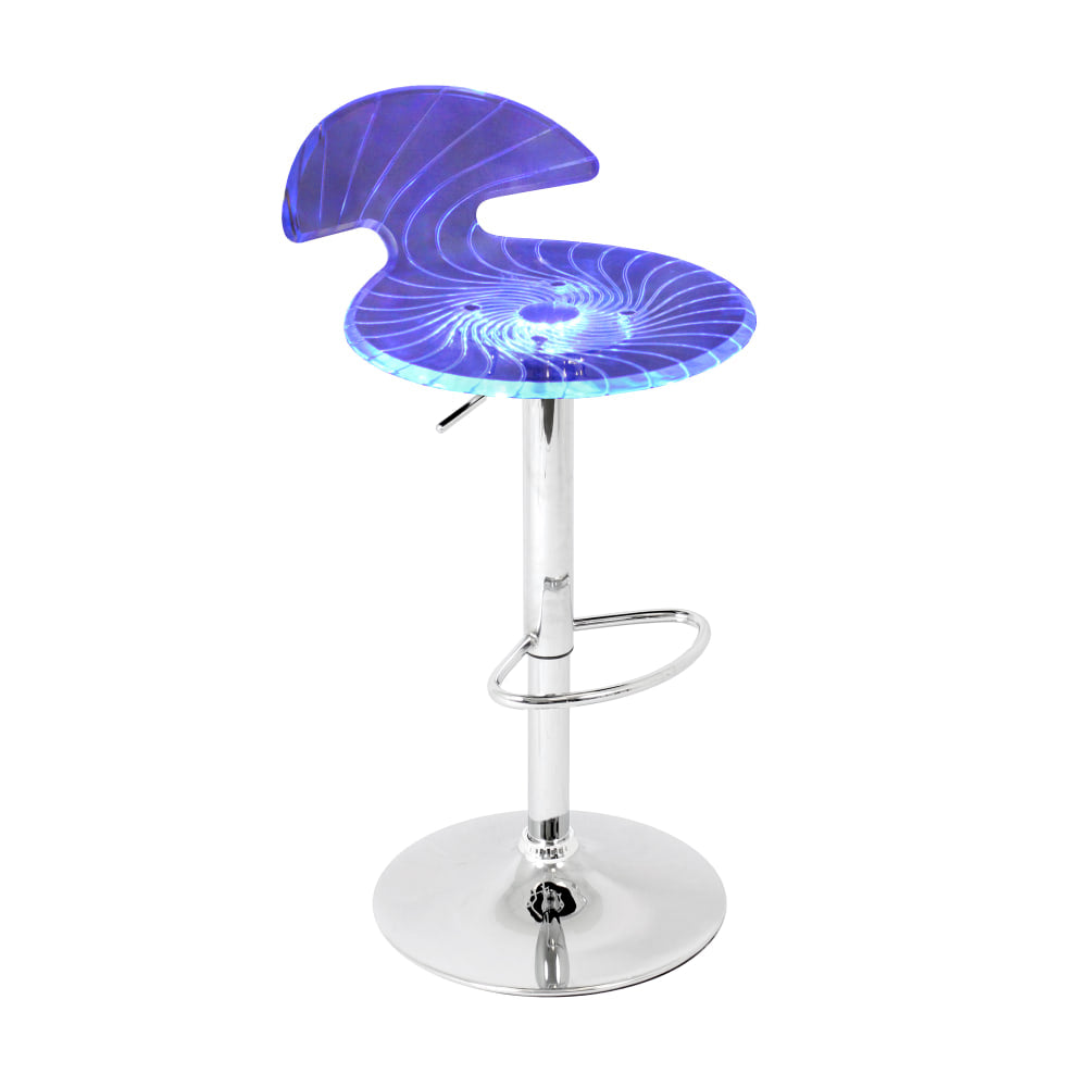 LumiSource Spyra Bar Stool, 36inH x 17inW x 17inD, Chrome/Color Phasing