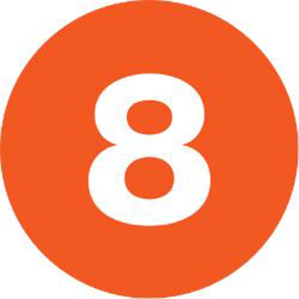 Tape Logic Orange - "8in Number Labels 2in, DL6776, Roll of 500