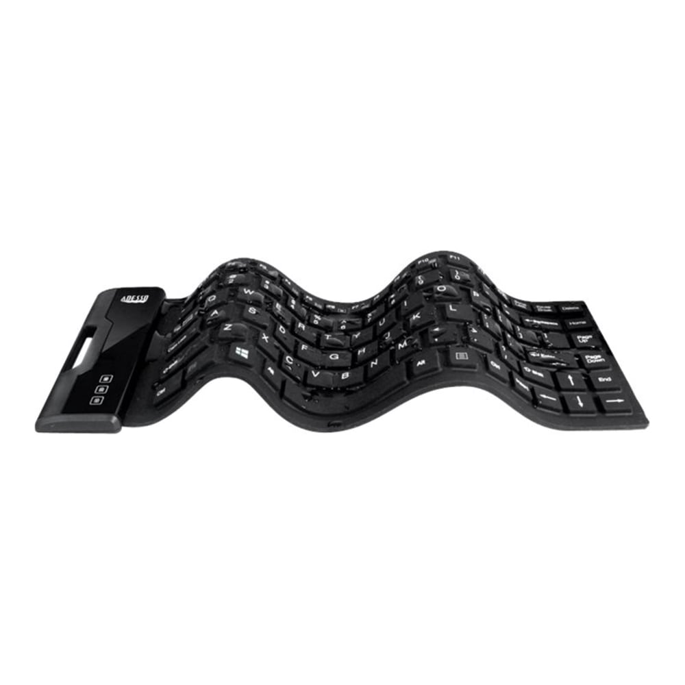 Adesso Flex Keyboard With Antimicrobial Protection, 87 Keys, Black