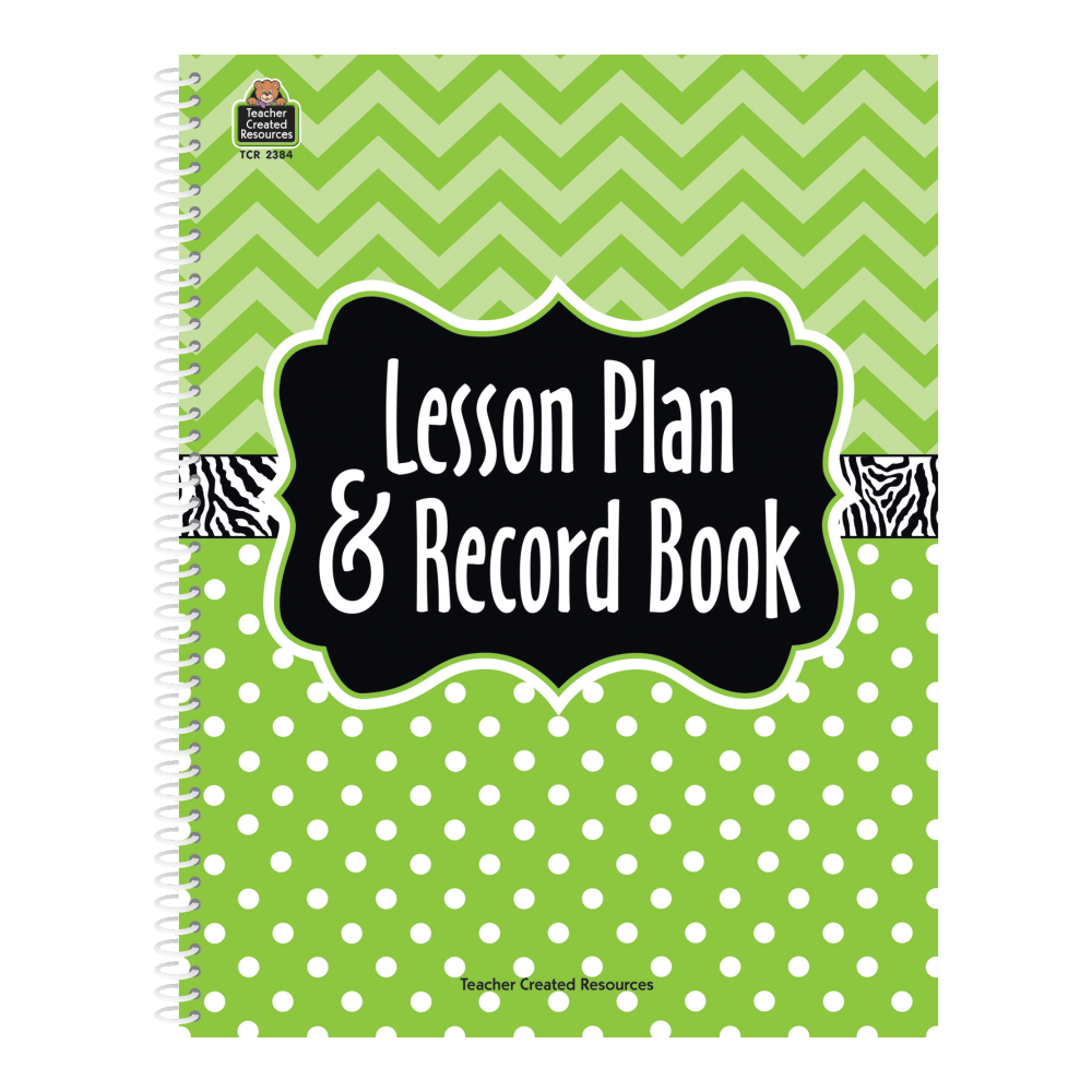 Teacher Created Resources Lesson Plan And Record Books, Lime Chevrons And Dots, Pack Of 2