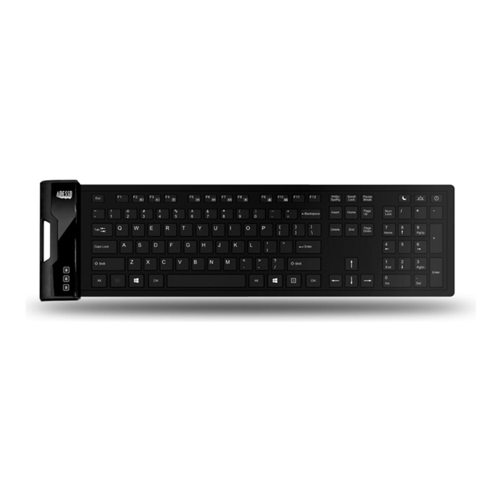Adesso Flex Keyboard With Antimicrobial Protection, Full Size, Black