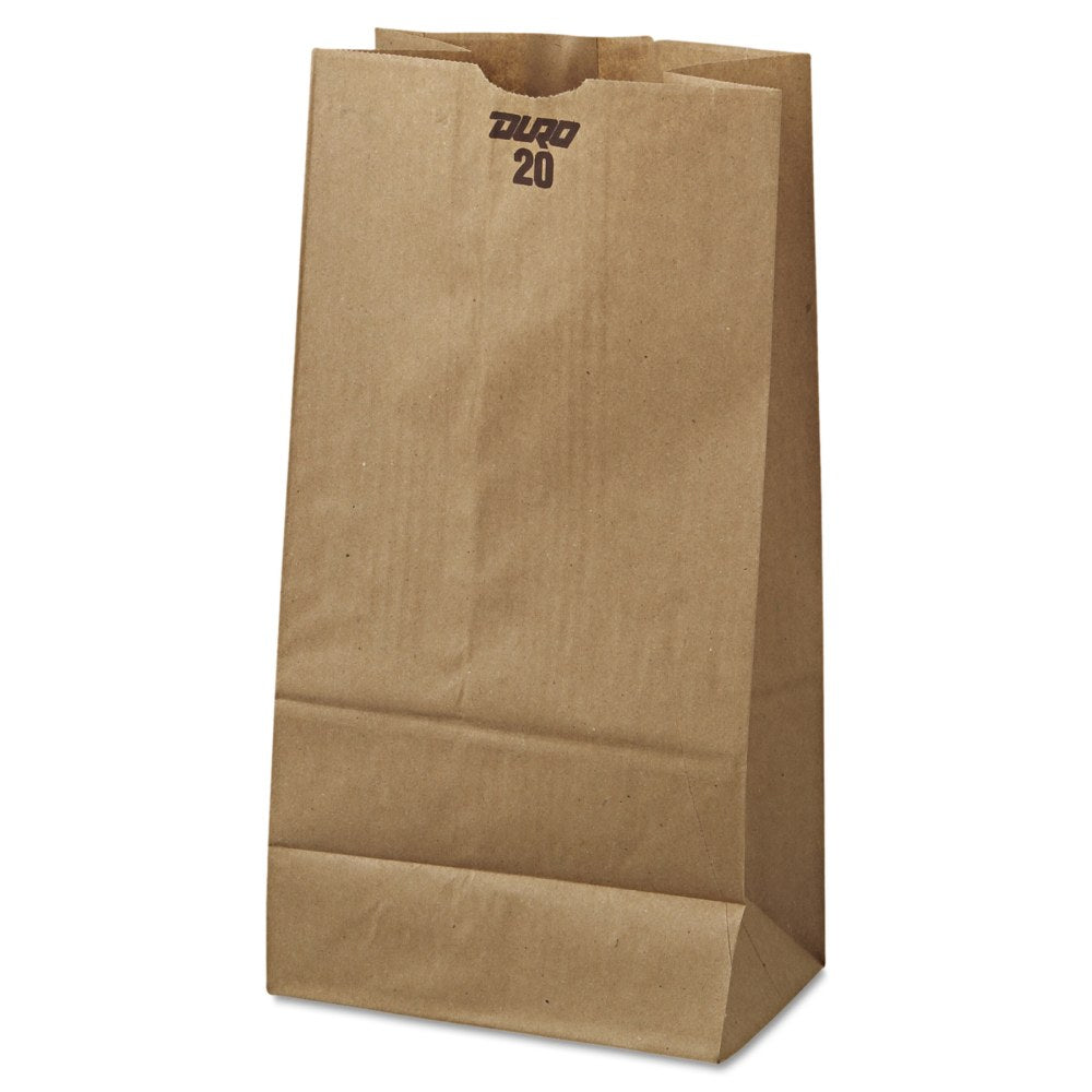 General Paper Grocery Bags, #20, 20 Lb, 16 1/8inH x 8 1/4inW x 5 5/16inD, Kraft, Pack Of 500 Bags