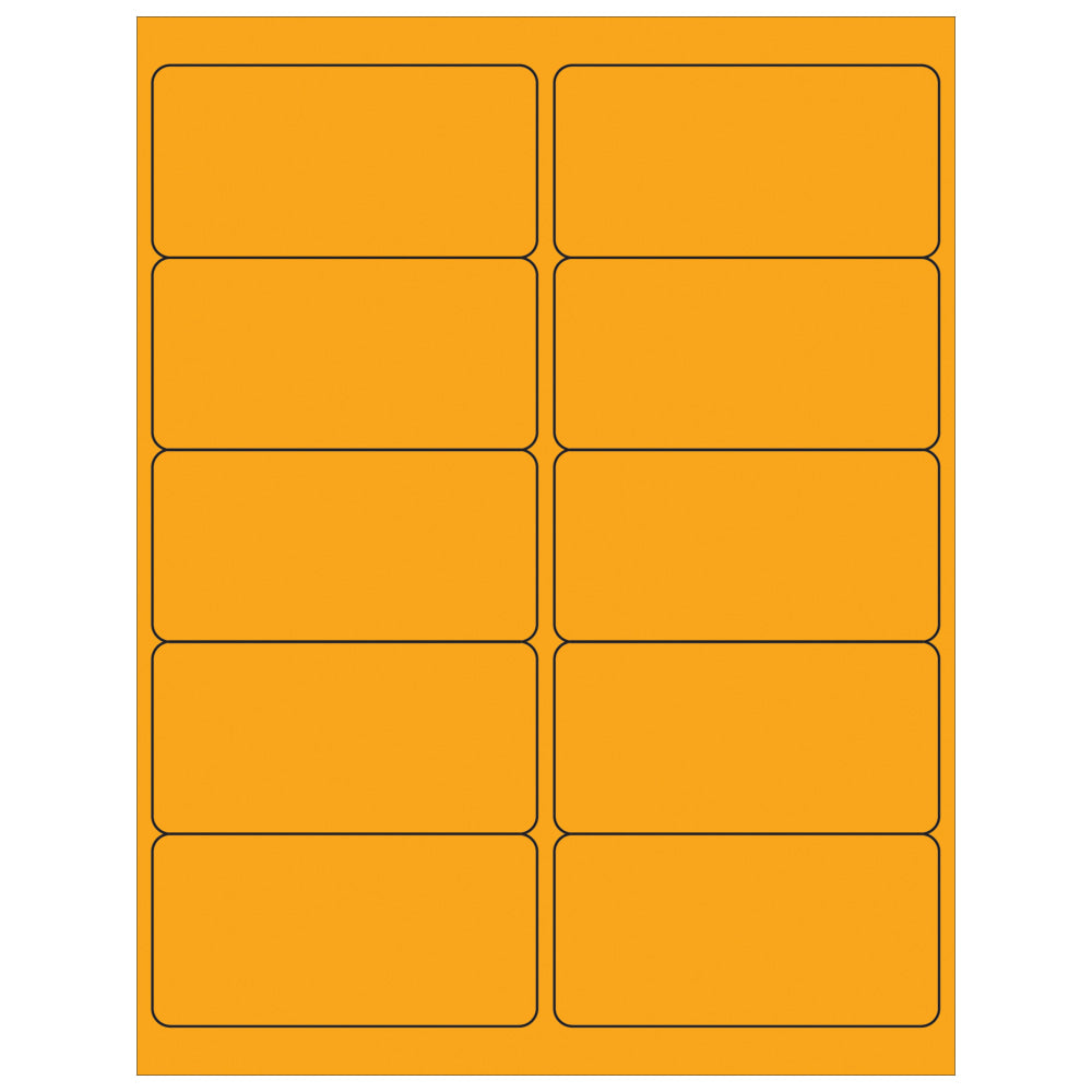 Tape Logic Permanent Labels, LL178OR, Rectangle, 4in x 2in, Fluorescent Orange, Case Of 1,000