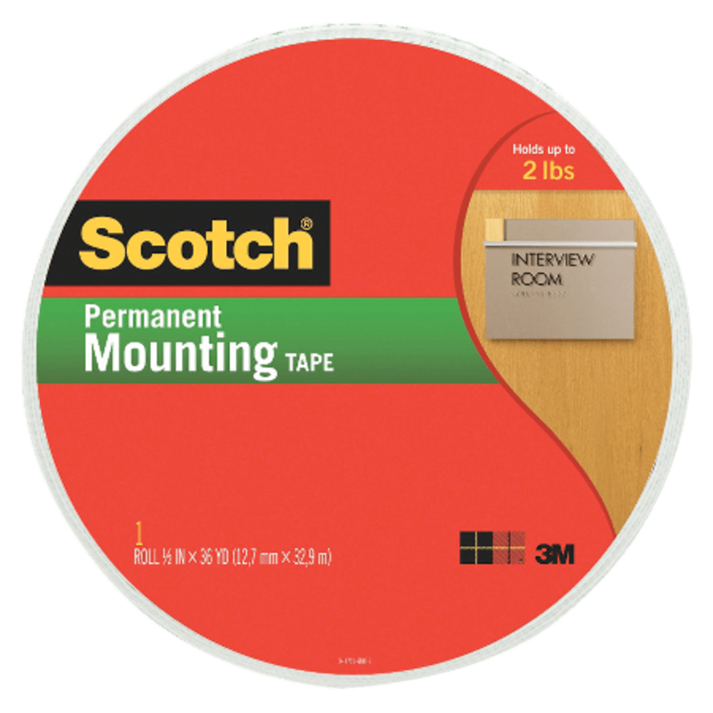 Scotch Double-Sided Foam Mounting Tape, 1/2in x 36 Yards, Off White