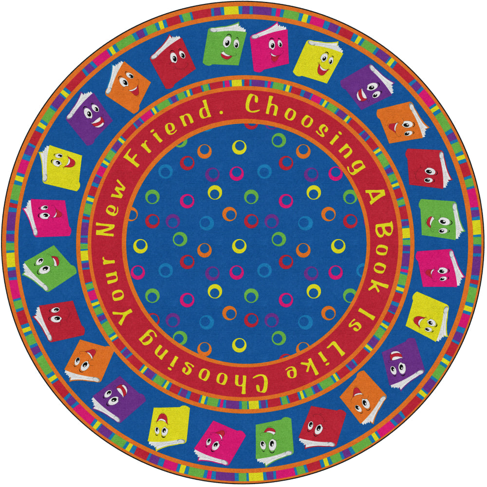 Flagship Carpets Circle Time Books Rug, Round, 12ft, Bright