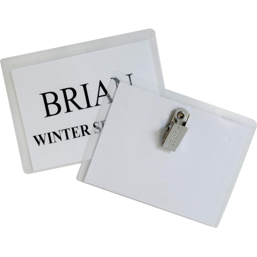 C-Line Sealed Clip Style Badge Holder Kit, Top Loading, 3in x 4in
