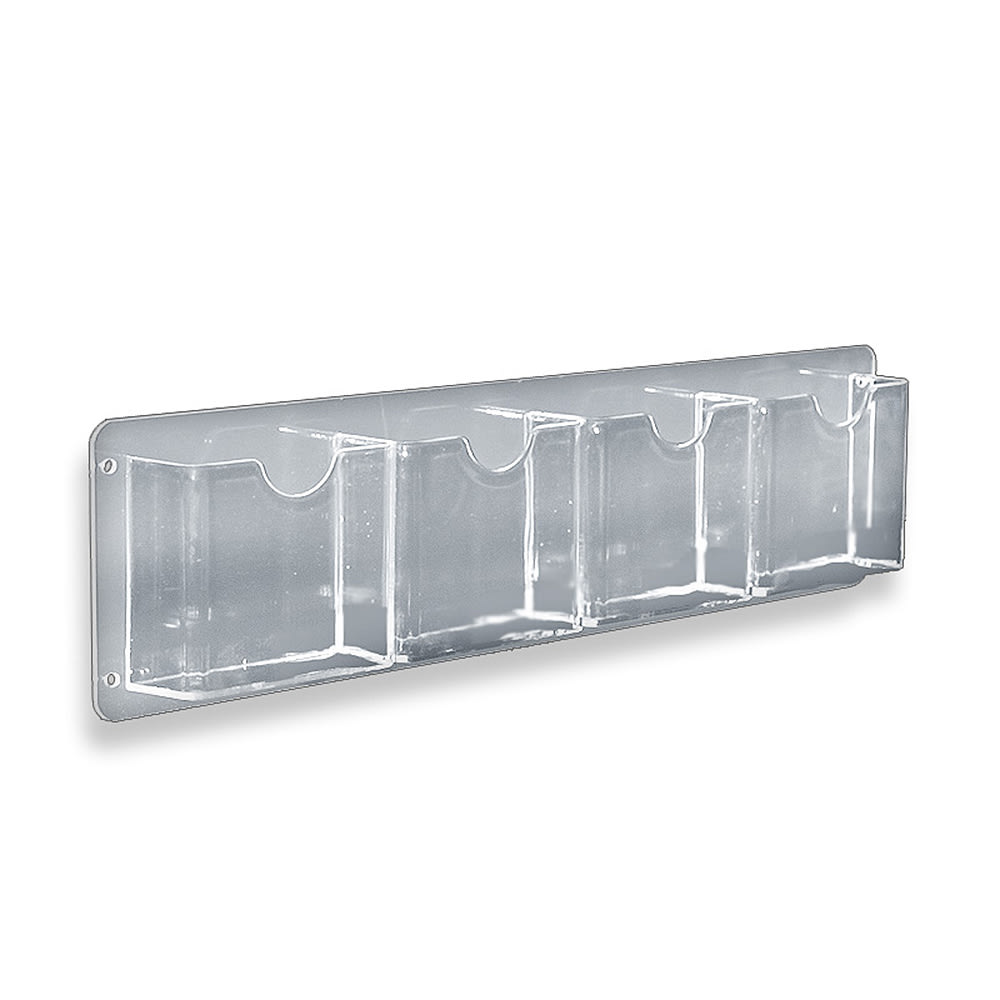 Azar Displays Wall-Mount Brochure Holders, Trifold, 4 Pockets, Acrylic, 5 1/2in x 18 3/4in, Pack Of 2