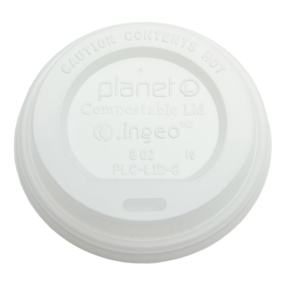 Planet+ Compostable Hot Cup Lids, 8 Oz, White, Pack Of 1000 Lids