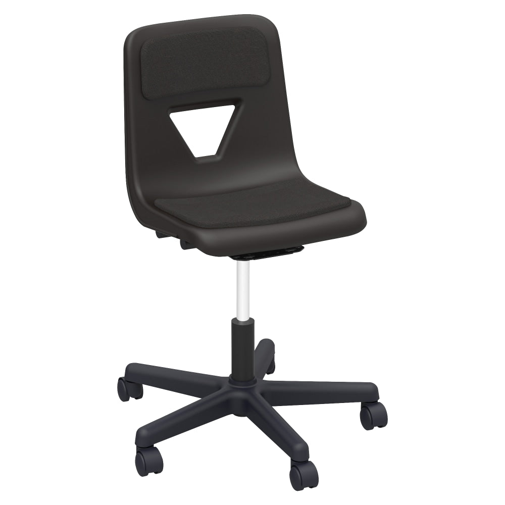 Lorell Classroom Adjustable-Height Padded Mobile Task Chair, Black