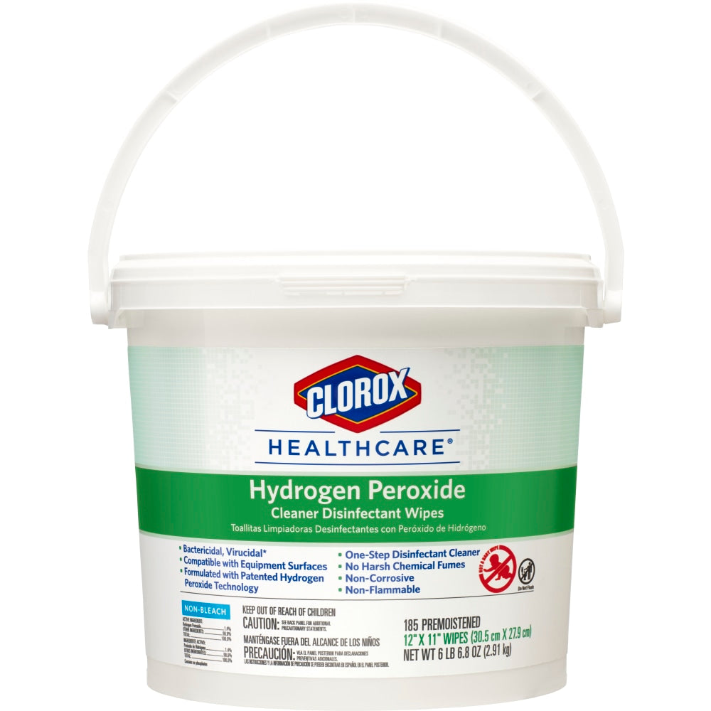Clorox Healthcare Hydrogen Peroxide Disinfecting Wipes, 11in x 12in, Canister Of 185 Wipes