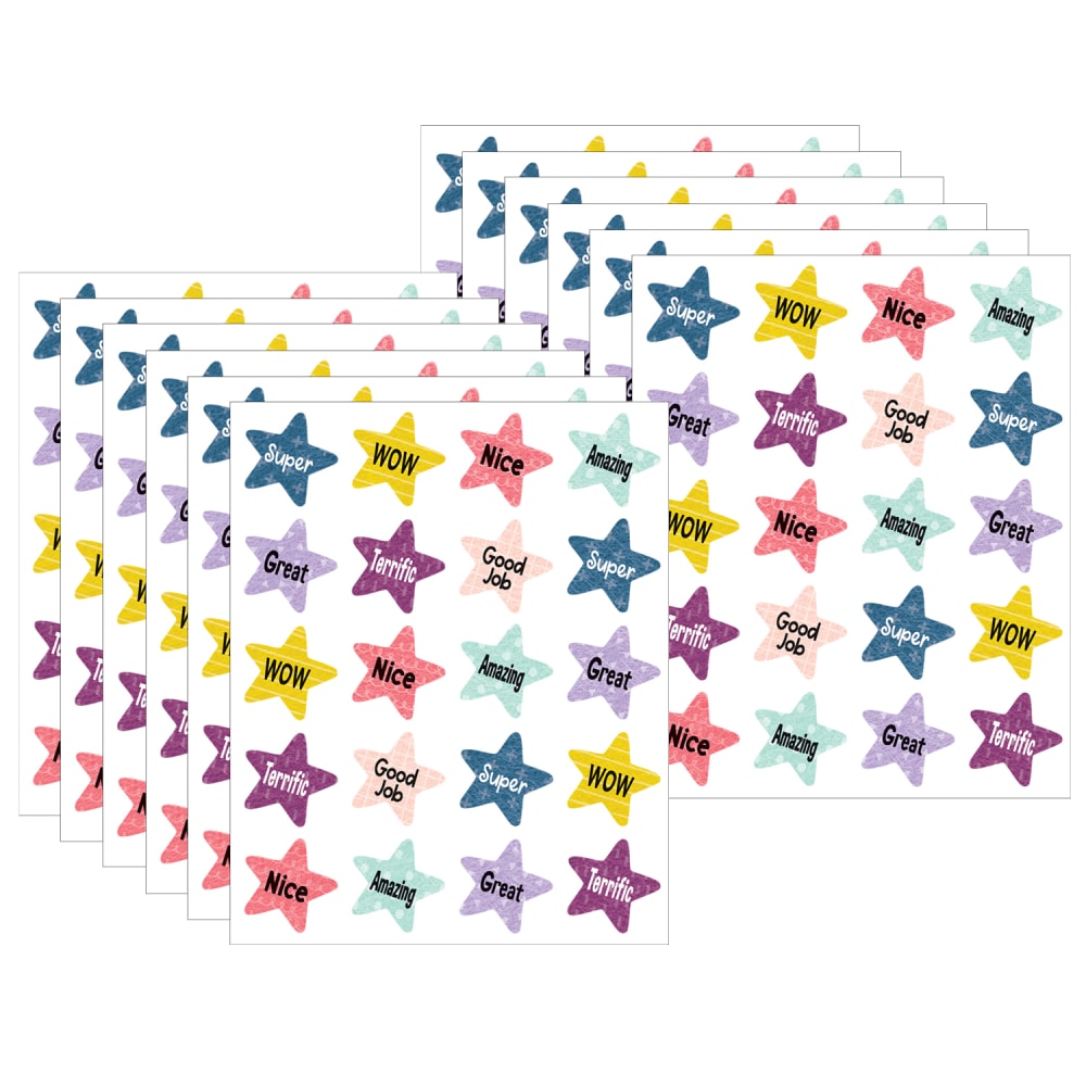 Teacher Created Resources Stickers, Oh Happy Day Star Rewards, 120 Stickers Per Pack, Set Of 12 Packs