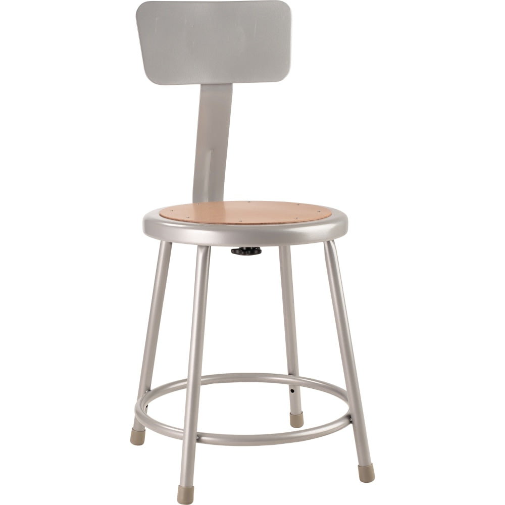 National Public Seating Hardboard Stool With Back, 18inH, Gray