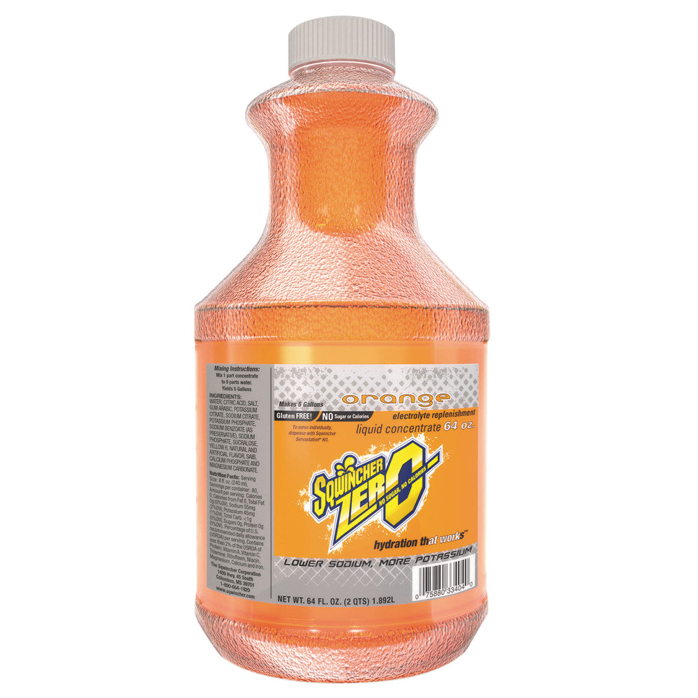 Sqwincher Lite Liquid Concentrate, Orange, 64 Oz, Case Of 6