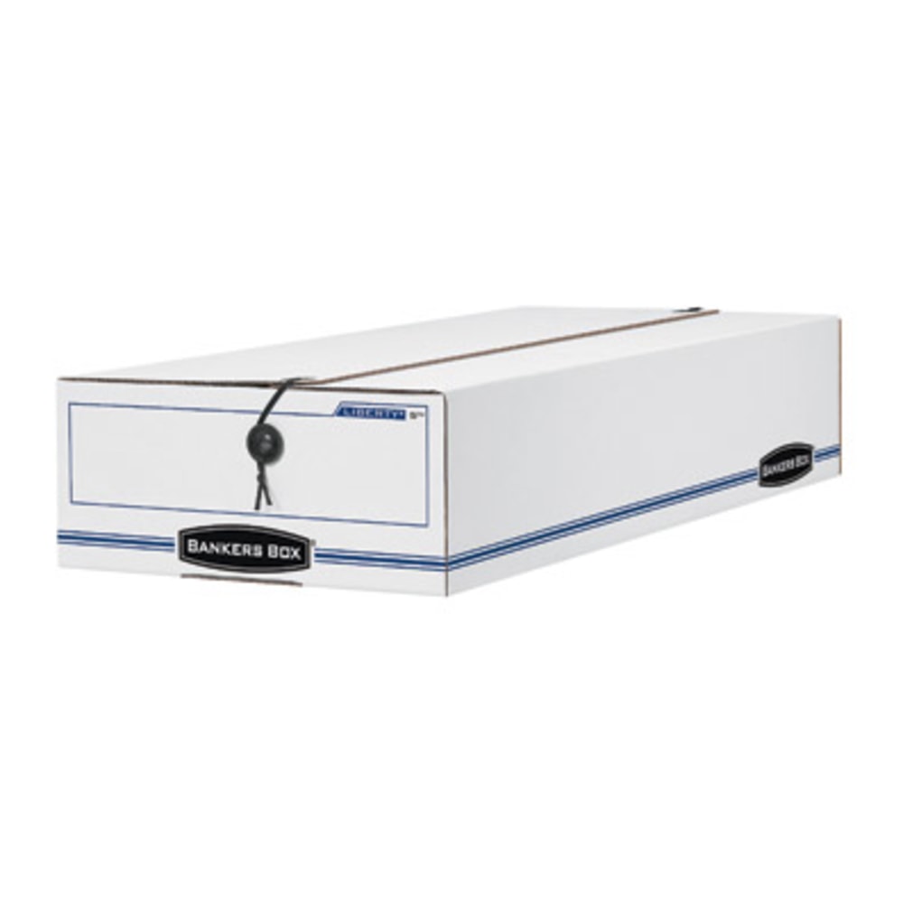 Bankers Box Liberty Specialty Size Standard-Duty Storage Boxes, 4 1/4in x 9 1/2in x 23 1/4in, 60% Recycled, Blue/White, Case Of 12