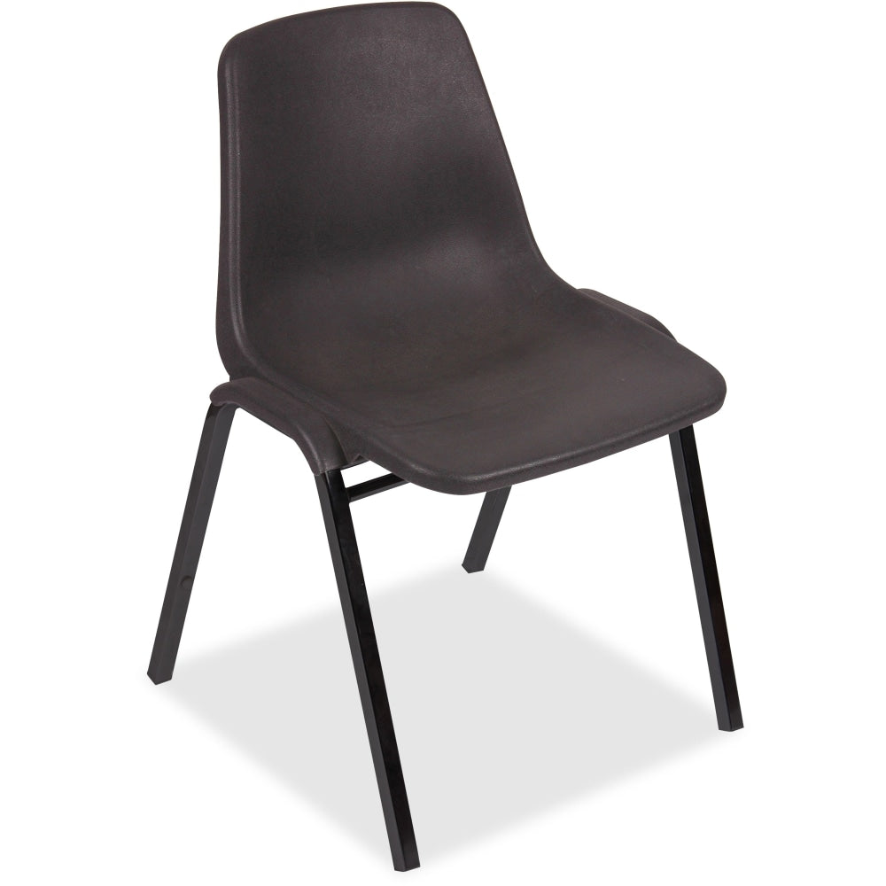 Lorell Plastic, Plastic Back Stacking Chair 19 3/10in Seat Width, Black Seat/Black Frame, Quantity: 4