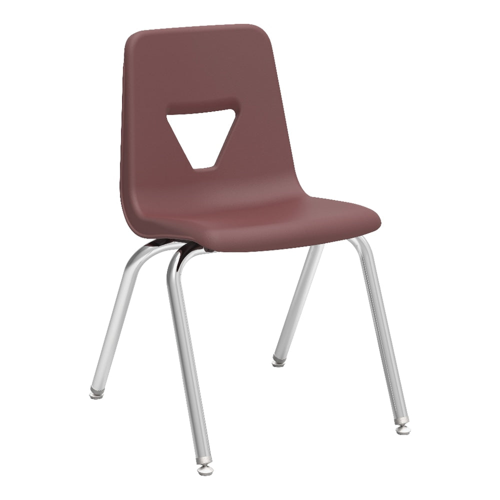 Lorell Classroom Student Stack Chairs, 18inH Seat, Wine/Silver, Set Of 4