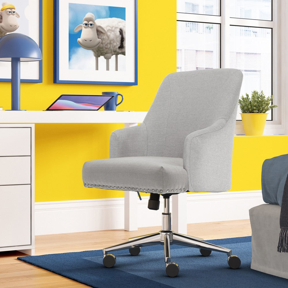 Serta Leighton Mid-Back Office Chair, Light Gray/Chrome