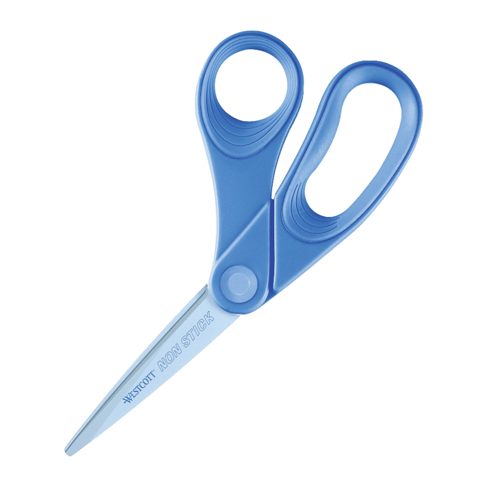 Westcott Non-Stick Scissors, 8in, Bent, Blue
