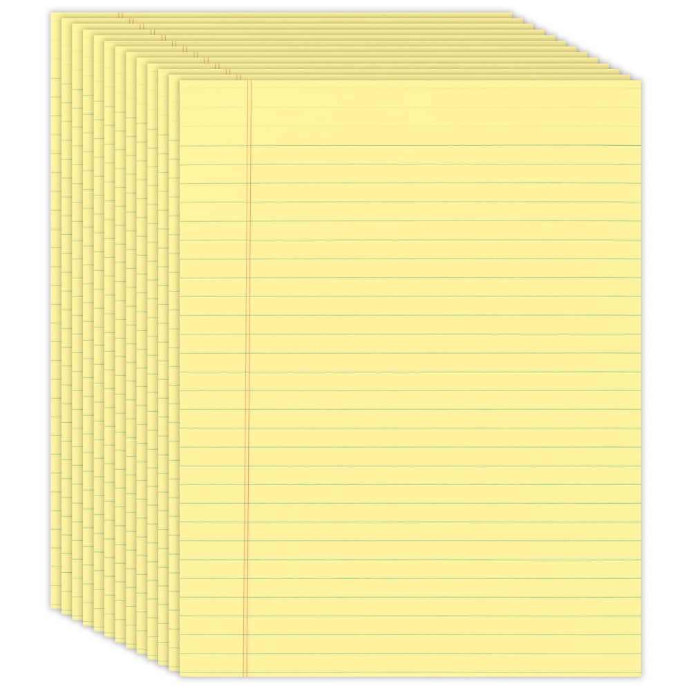 Office Depot Brand Glue-Top Legal Pads, 8 1/2in x 11in, Legal Ruled, 50 Sheets, Canary, Pack Of 12 Pads