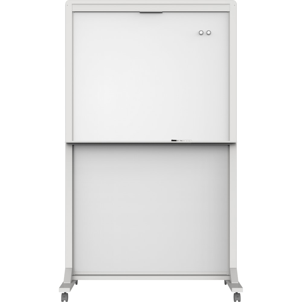 Quartet Motion Magnetic Dual Track Mobile Dry-Erase Whiteboard Easel, 34in 40 1/2in, Aluminum Frame With Silver Finish