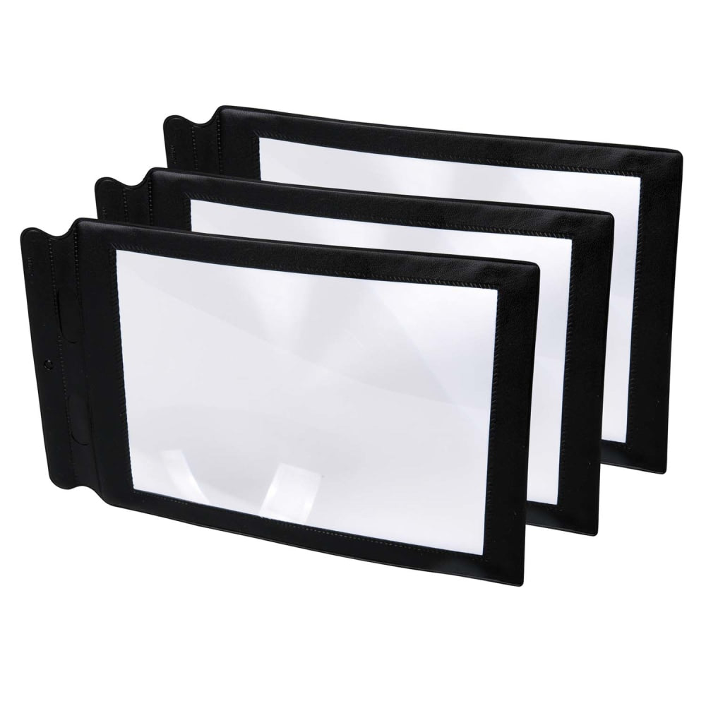 TickiT Sheet Magnifiers, 8-3/4in x 5-1/2in, Black, All Ages, Pack Of 3 Magnifiers