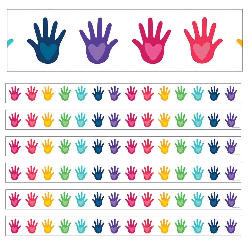 Carson Dellosa Education Straight Borders, One World Hands With Hearts, 36ft Per Pack, Set Of 6 Packs