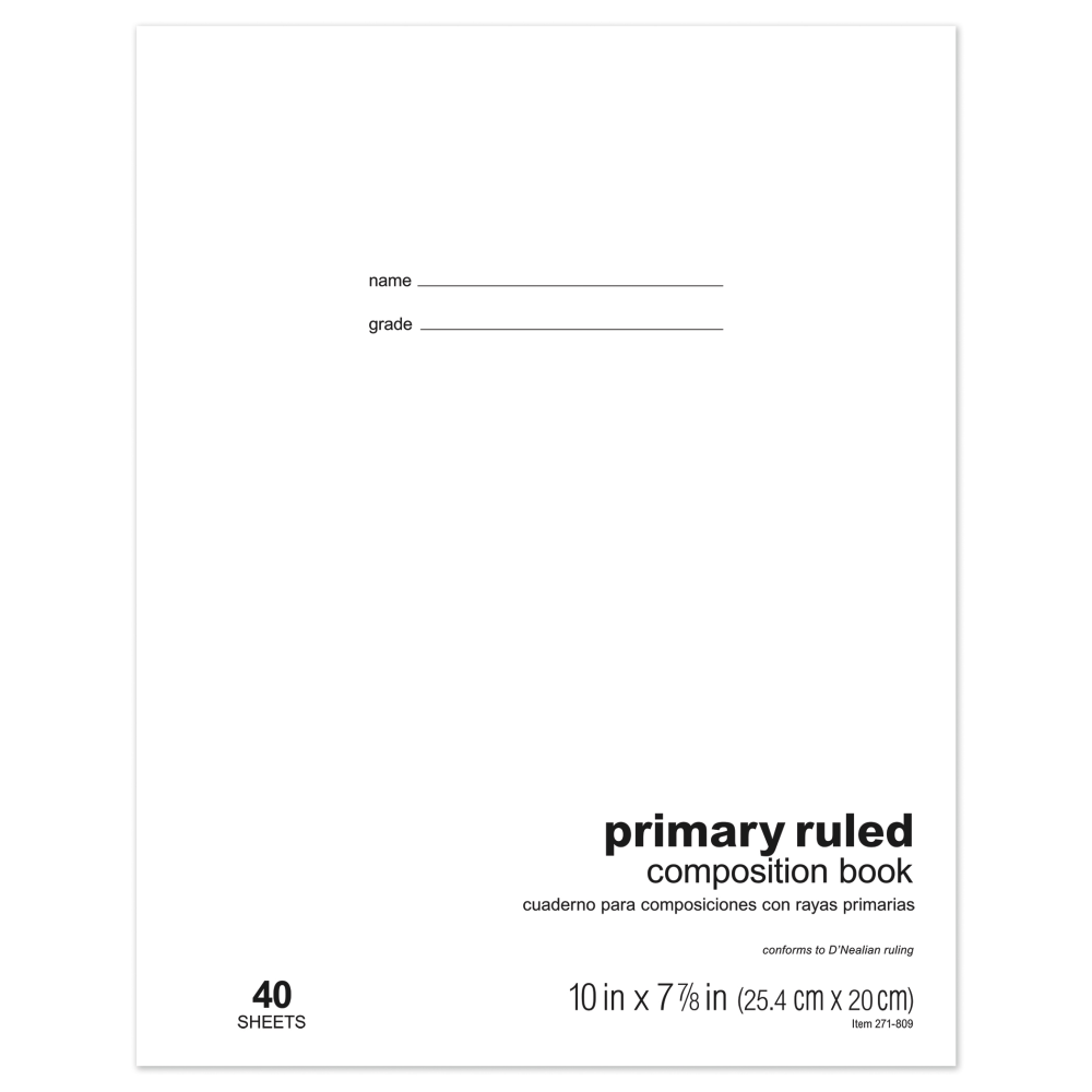 Office Depot Brand Schoolmate Composition Book, 7 7/8in x 10in, Primary Ruled, 40 Sheets